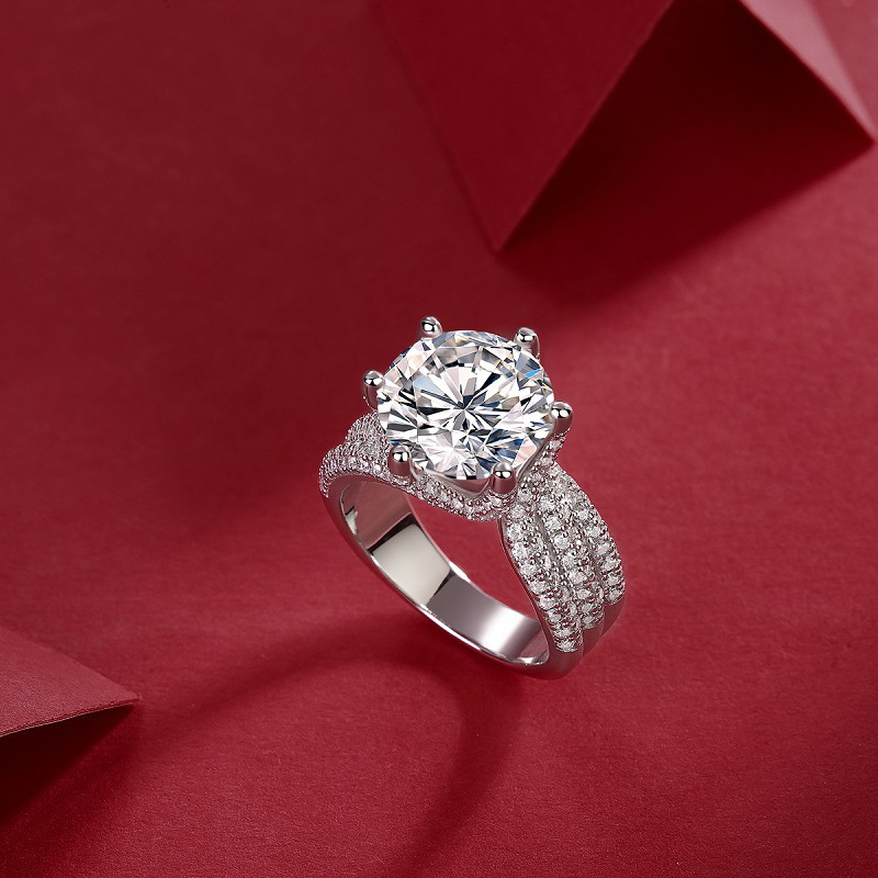 5Ct Moissanite Round Cut Luxury Setting Promise Women's Ring-Sterling Silver-lornajewelry