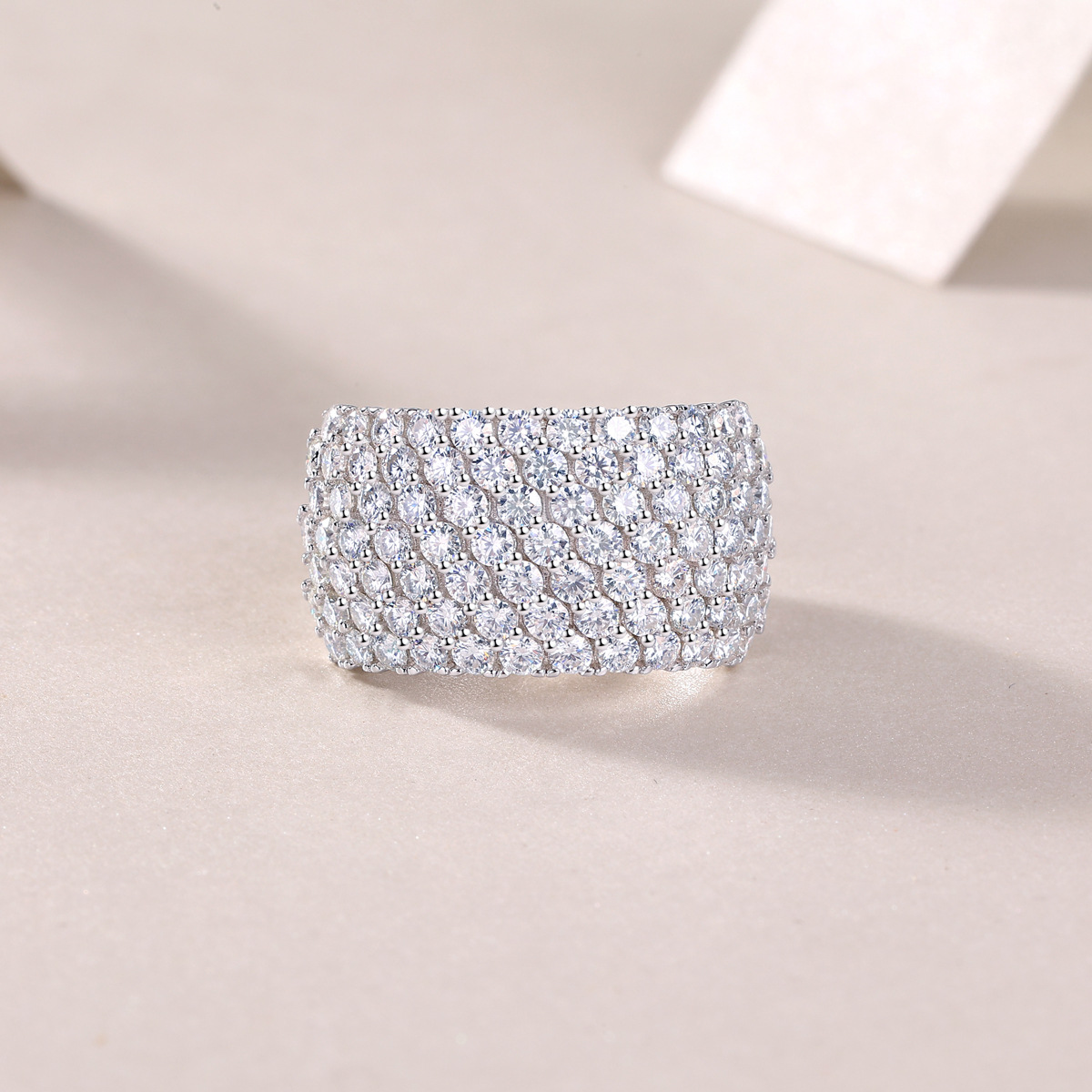 7-Row Moissanite Women's Wedding Band In Sterling Silver-Sterling Silver-lornajewelry