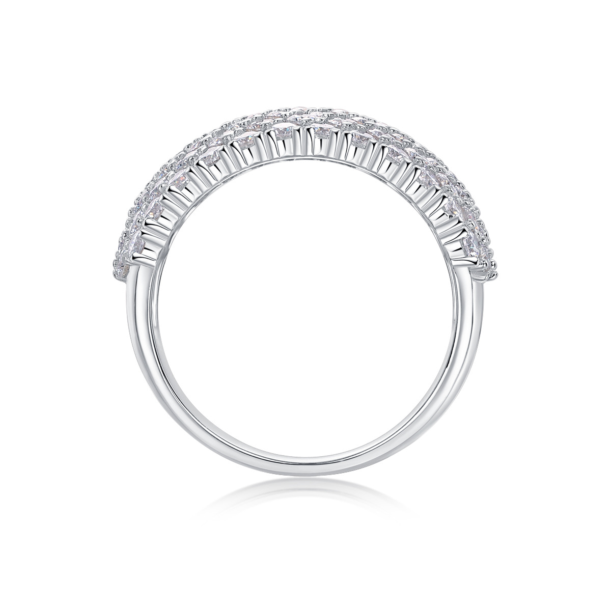 7-Row Moissanite Women's Wedding Band In Sterling Silver-Sterling Silver-lornajewelry