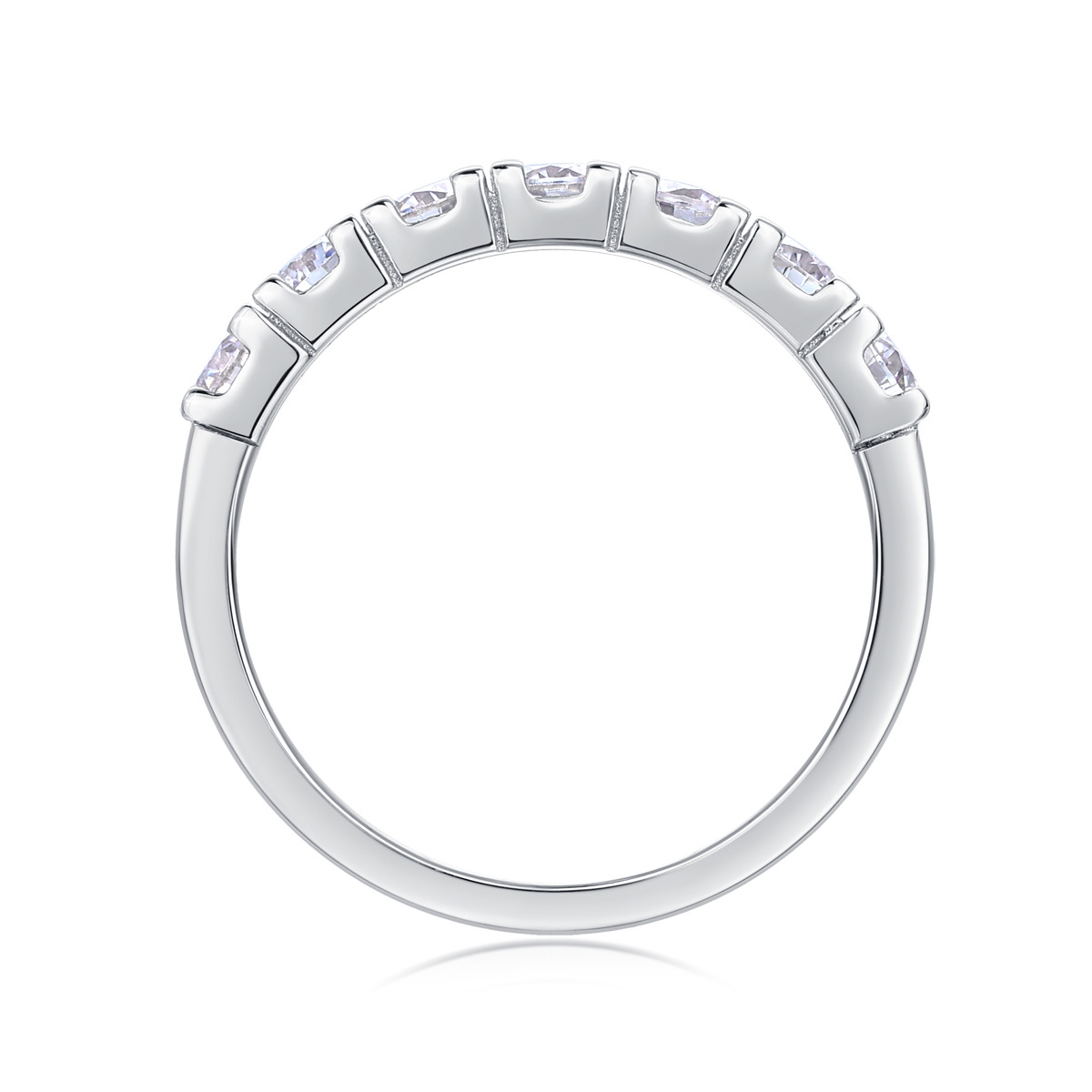 Moissanite Pave Half Eternity Wedding Band Stackable Ring-Sterling Silver-lornajewelry