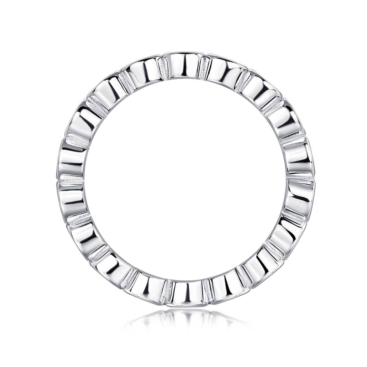 Moissanite Milgrain Bezel Set Full Eternity Wedding Band Stackable Ring-Sterling Silver-lornajewelry