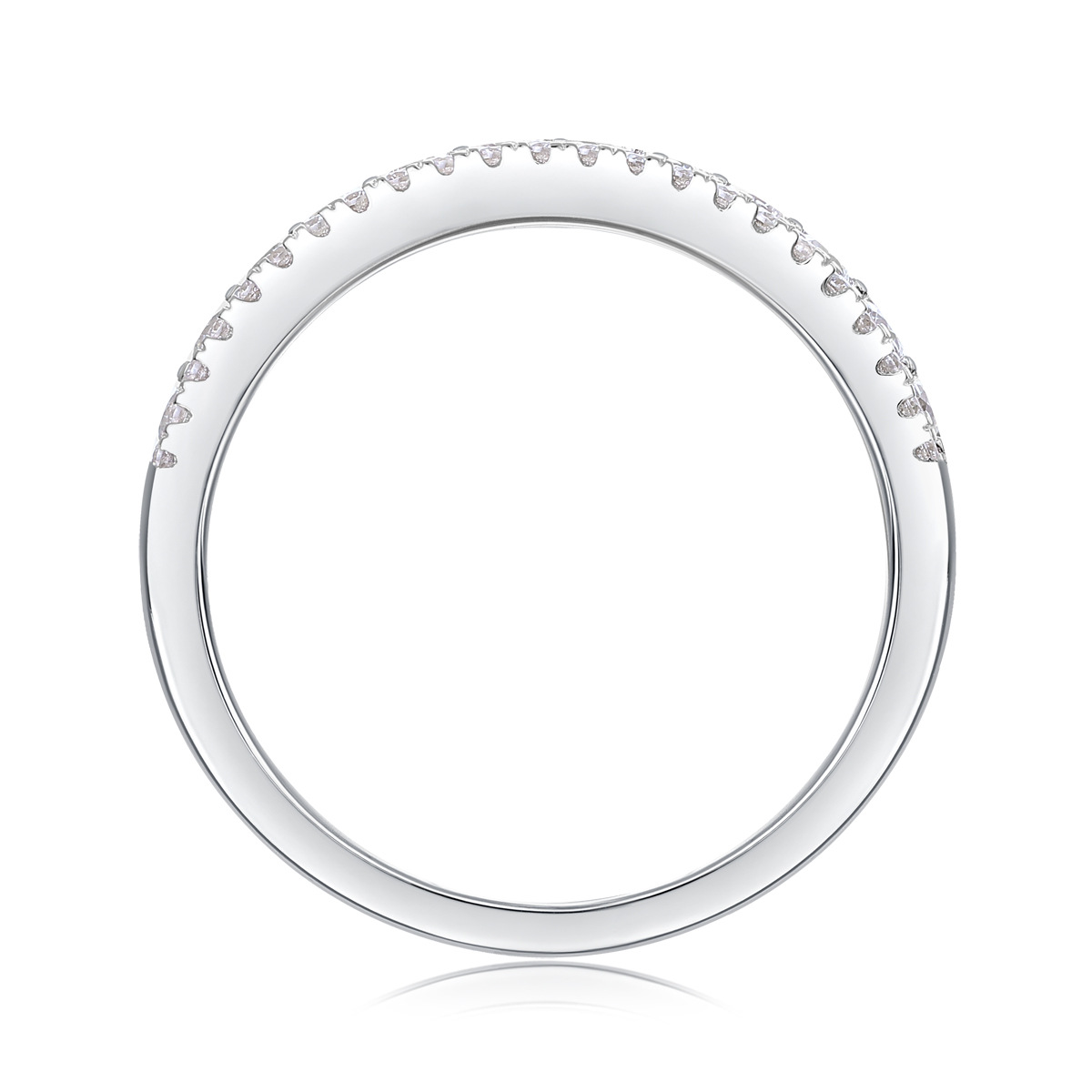 Moissanite Round Cut Half Eternity Wedding Band Stackable Ring-Sterling Silver-lornajewelry