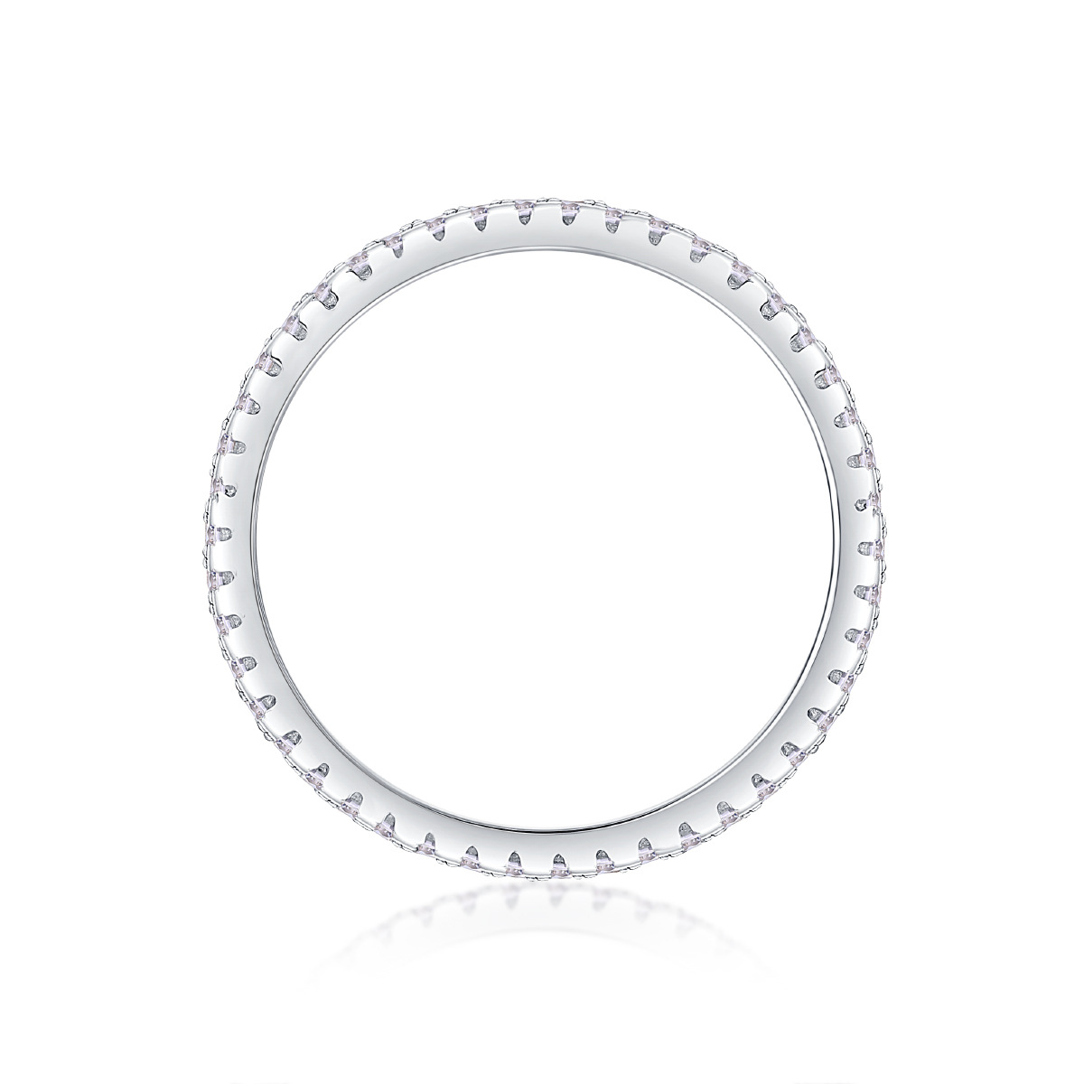 Moissanite Emerald Cut and Round Cut Triple Row Channel Setting Band Stackable Ring-Sterling Silver-lornajewelry