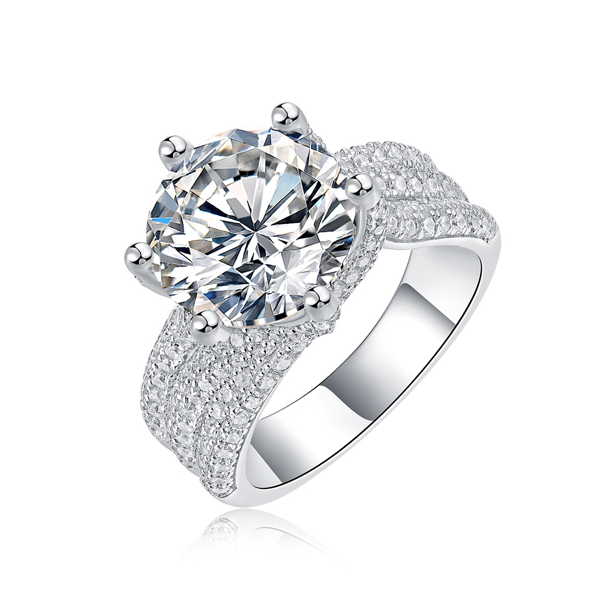 5Ct Moissanite Round Cut Luxury Setting Promise Women's Ring-Sterling Silver-lornajewelry