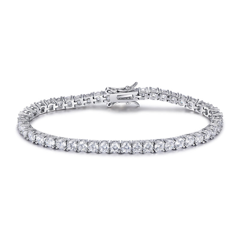 Romantic Simple White Round Cut Bracelet for Women In Sterling Silver-Sterling Silver-lornajewelry