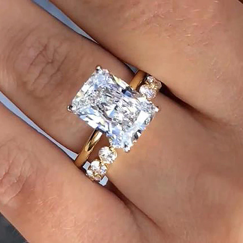 3.5Ct Stunning Radiant Cut Bridal Set In Sterling Silver