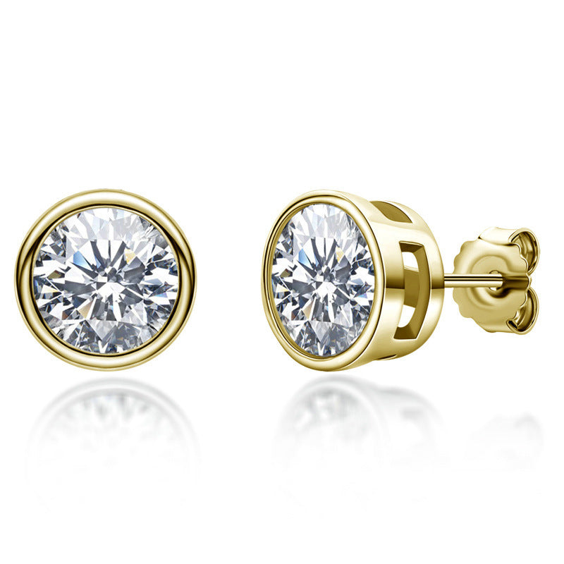 Moissanite Gorgeous Round Cut Stud Earrings-Sterling Silver-lornajewelry