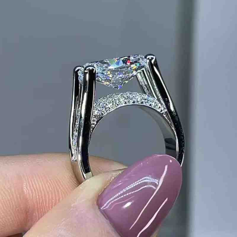 4Ct Oval Cut Vintage Sterling Silver Engagement Ring-Sterling Silver-lornajewelry