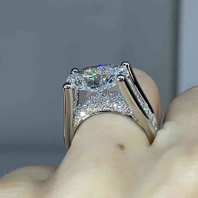 4Ct Oval Cut Vintage Sterling Silver Engagement Ring-Sterling Silver-lornajewelry