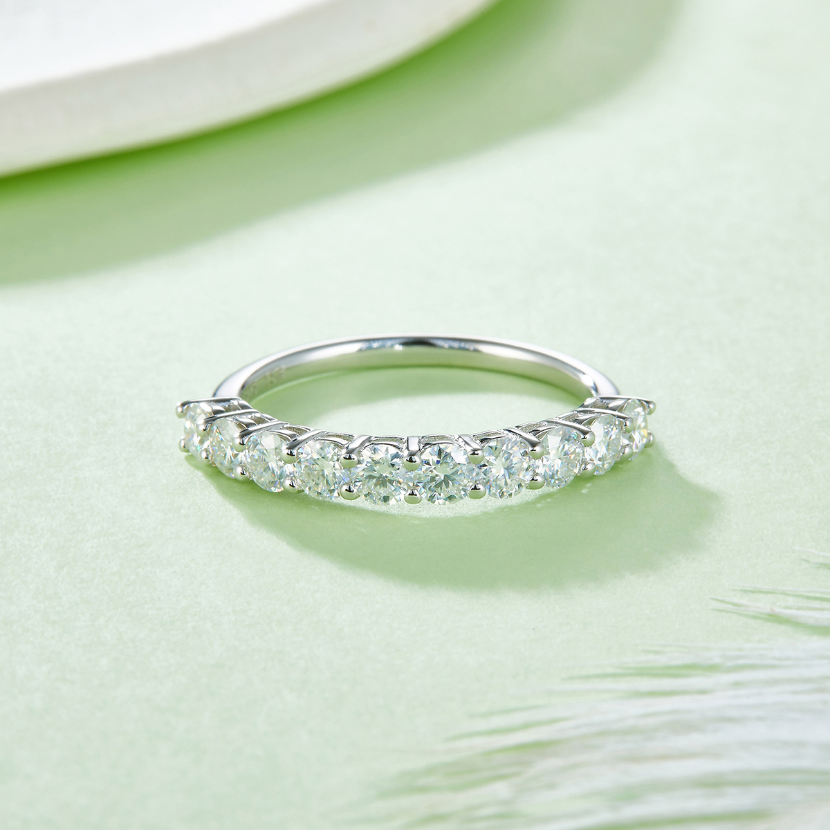 1Ct Moissanite Round Cut Classic Eternity Women's Wedding Band In Sterling Silver-Sterling Silver-lornajewelry