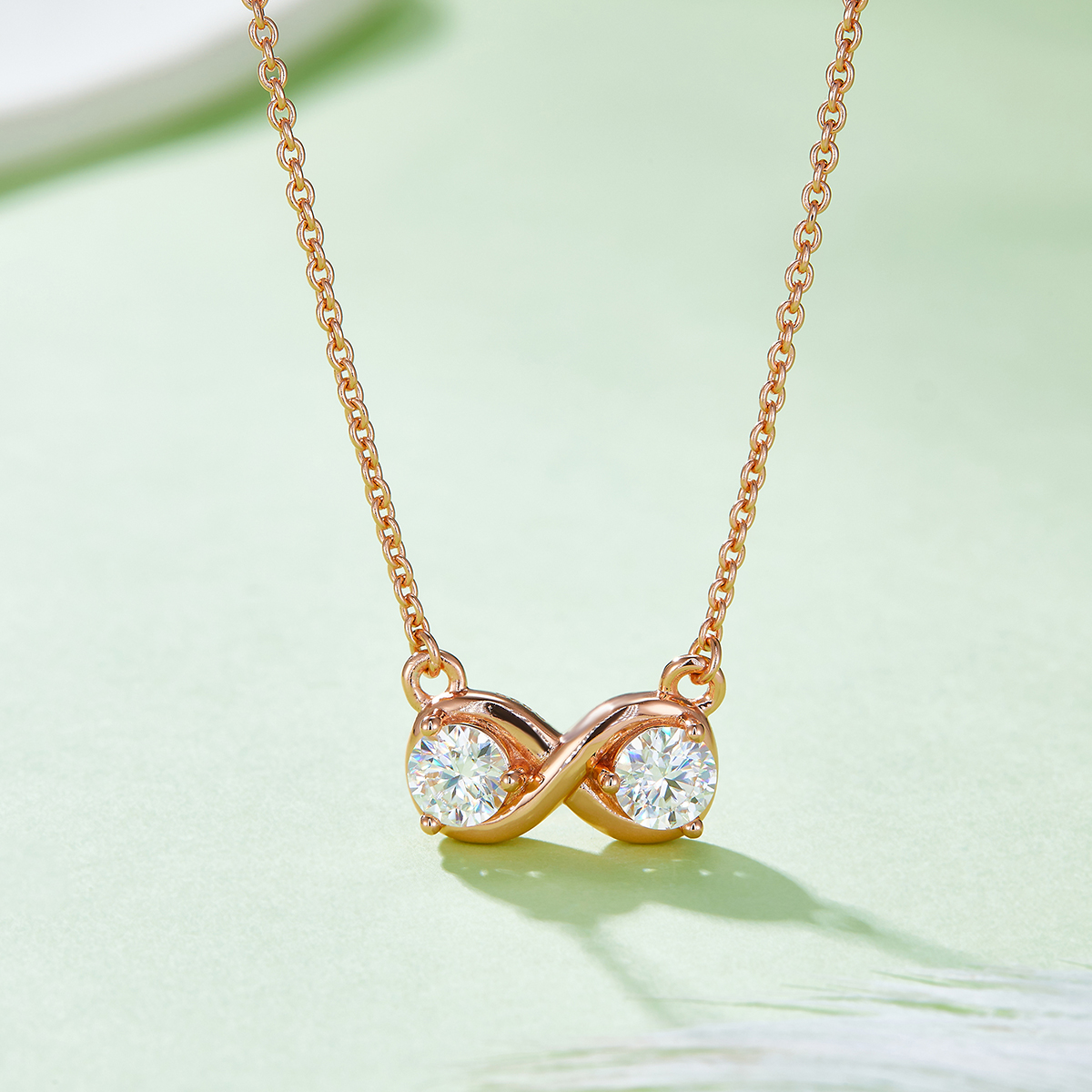 1.0 Carat Moissanite Infinity Double Ring Design Pendant Necklace in Sterling Silver-Sterling Silver-lornajewelry