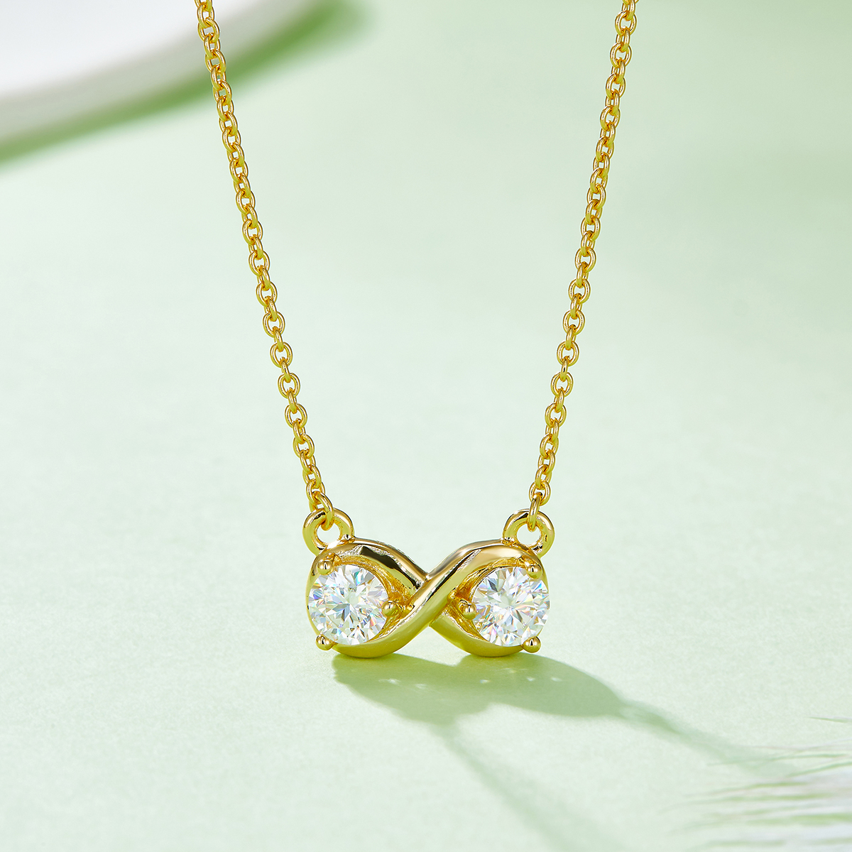 1.0 Carat Moissanite Infinity Double Ring Design Pendant Necklace in Sterling Silver-Sterling Silver-lornajewelry