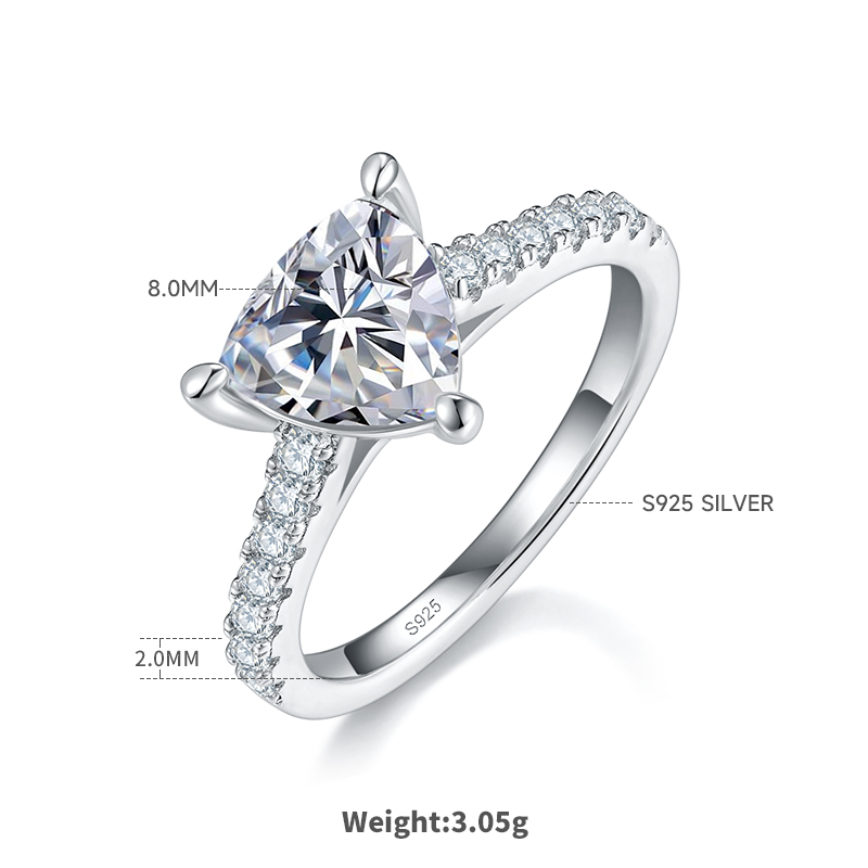 2Ct Moissanite Trillion Cut Delicate Pave Engagement Ring in Sterling Silver-Sterling Silver-lornajewelry