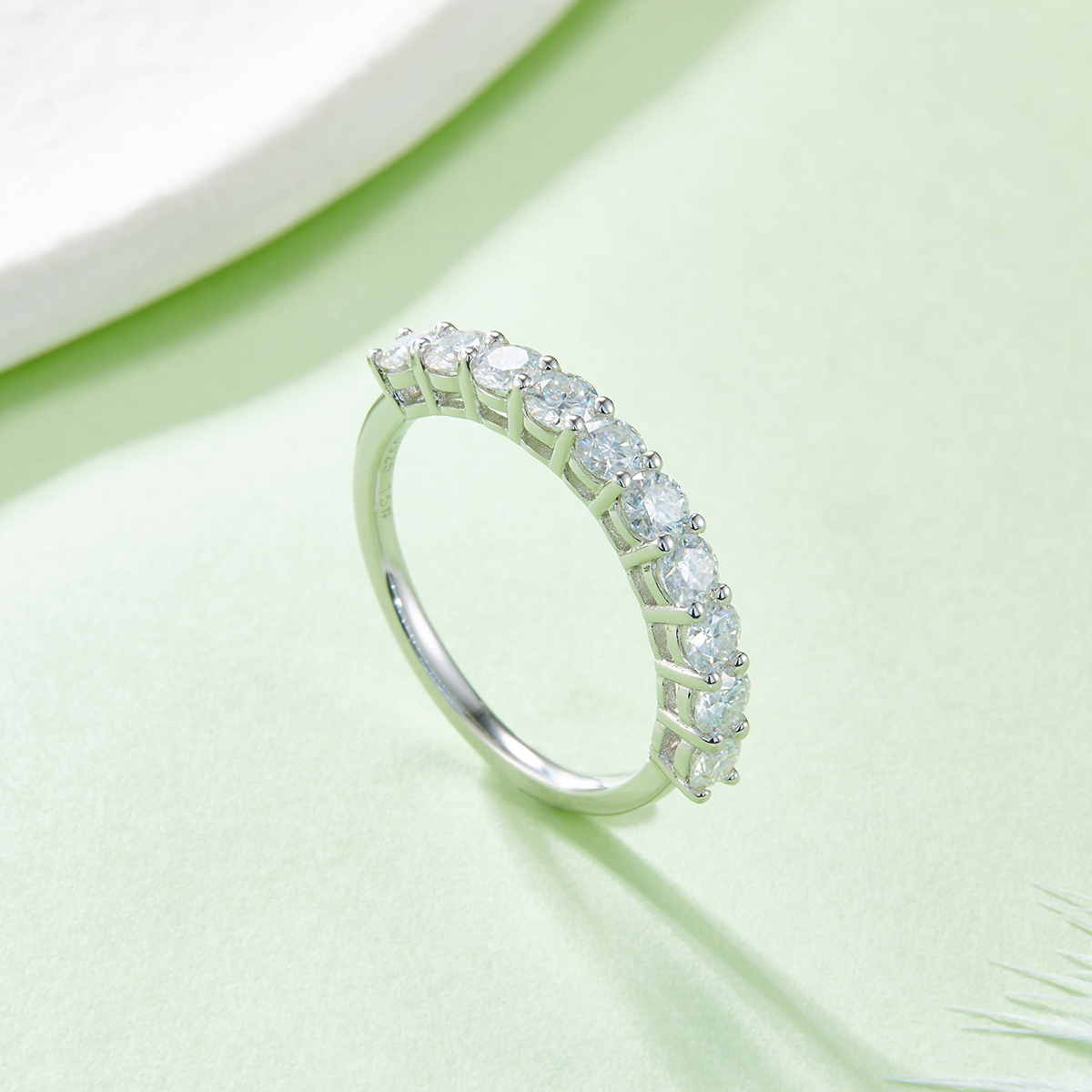 1Ct Moissanite Round Cut Classic Eternity Women's Wedding Band In Sterling Silver-Sterling Silver-lornajewelry