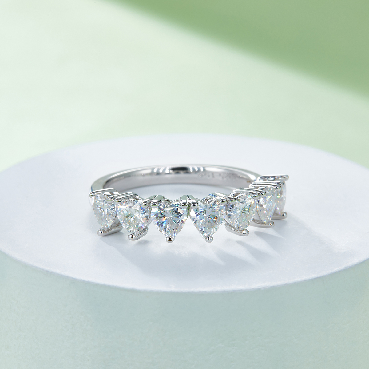 Moissanite Elegant Heart Cut Women's Wedding Band In Sterling Silver-Sterling Silver-lornajewelry