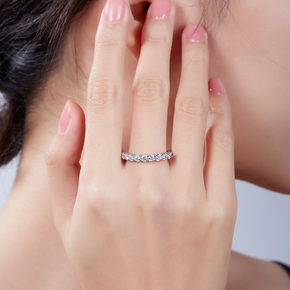 1Ct Moissanite Round Cut Classic Eternity Women's Wedding Band In Sterling Silver-Sterling Silver-lornajewelry