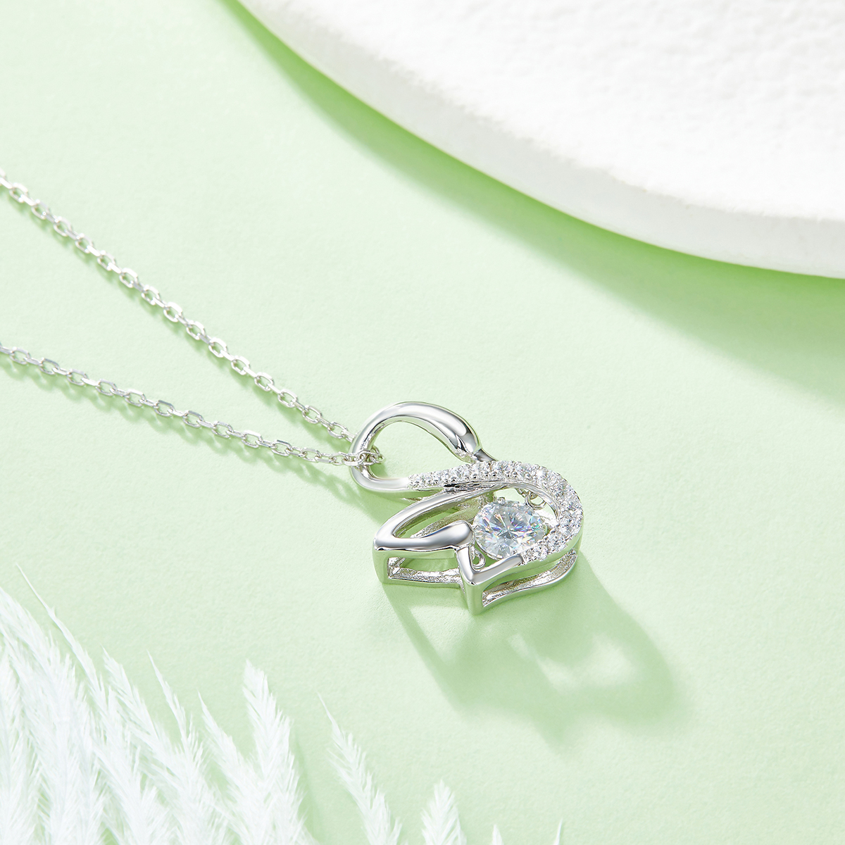 0.5 Carat Moissanite Swan Design Necklace in Sterling Silver-Sterling Silver-lornajewelry