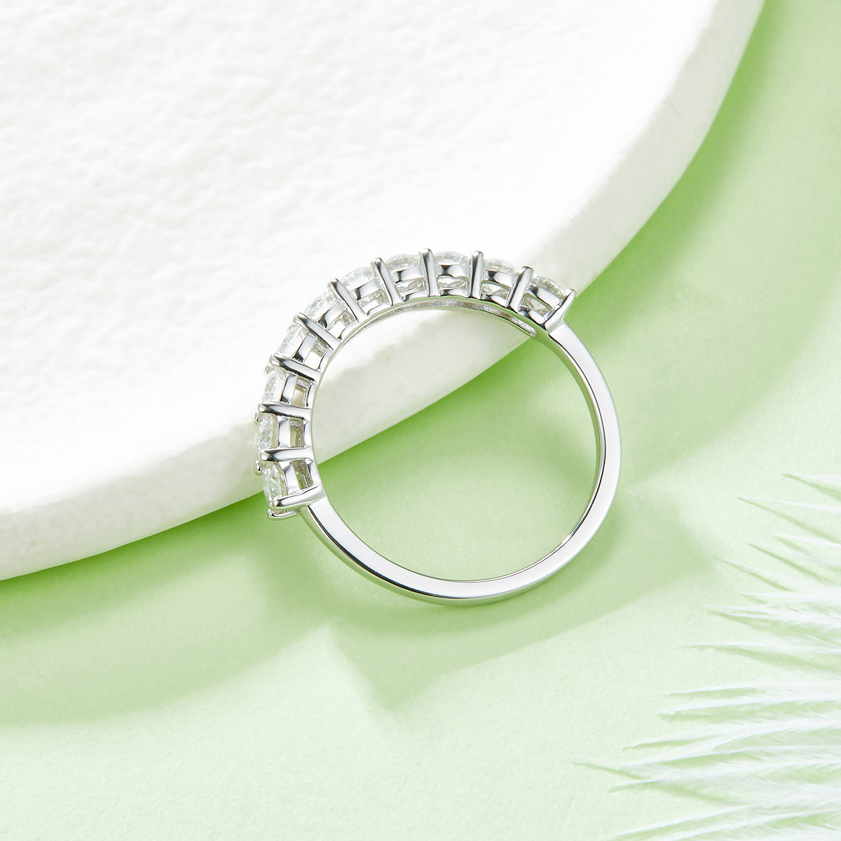 1Ct Moissanite Round Cut Classic Eternity Women's Wedding Band In Sterling Silver-Sterling Silver-lornajewelry