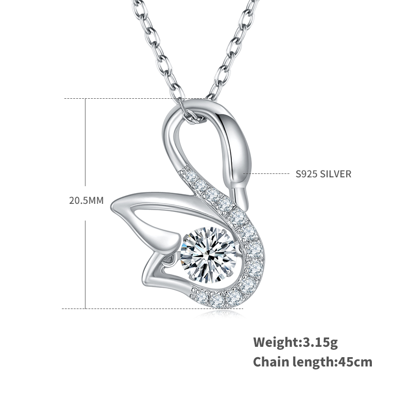 0.5 Carat Moissanite Swan Design Necklace in Sterling Silver-Sterling Silver-lornajewelry