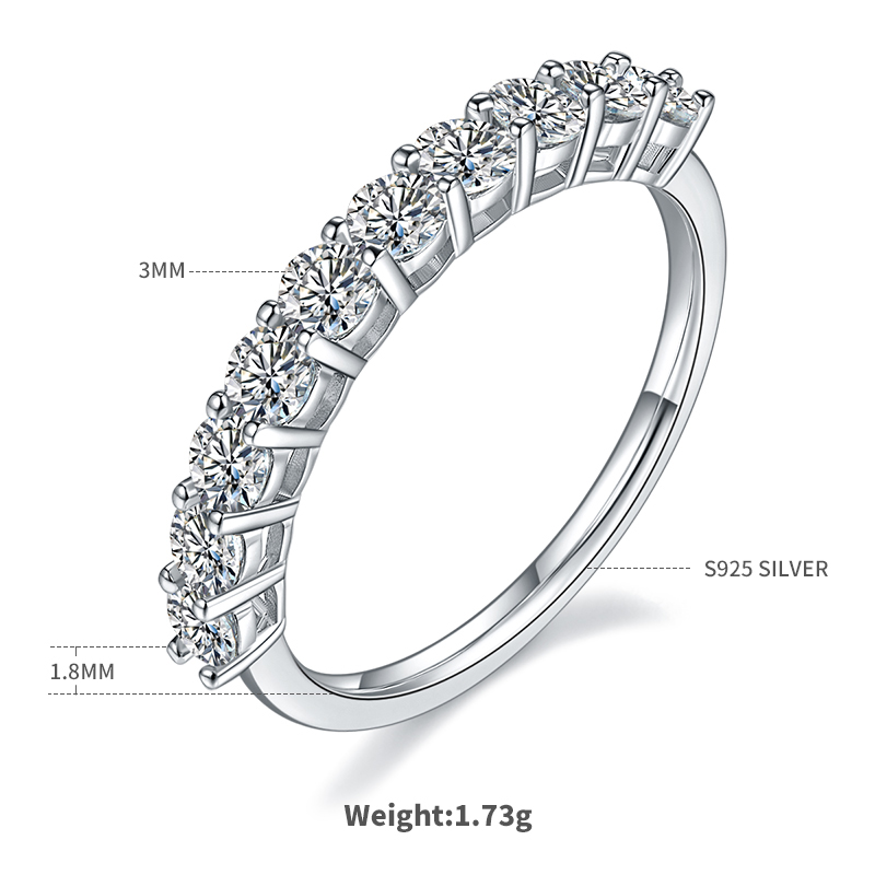 1Ct Moissanite Round Cut Classic Eternity Women's Wedding Band In Sterling Silver-Sterling Silver-lornajewelry