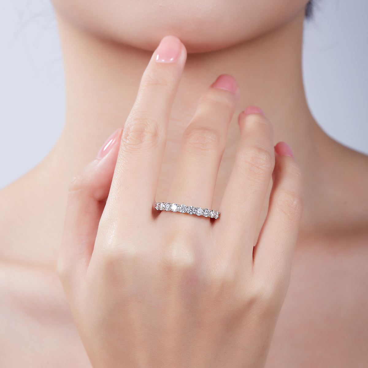 1Ct Moissanite Round Cut Classic Eternity Women's Wedding Band In Sterling Silver-Sterling Silver-lornajewelry
