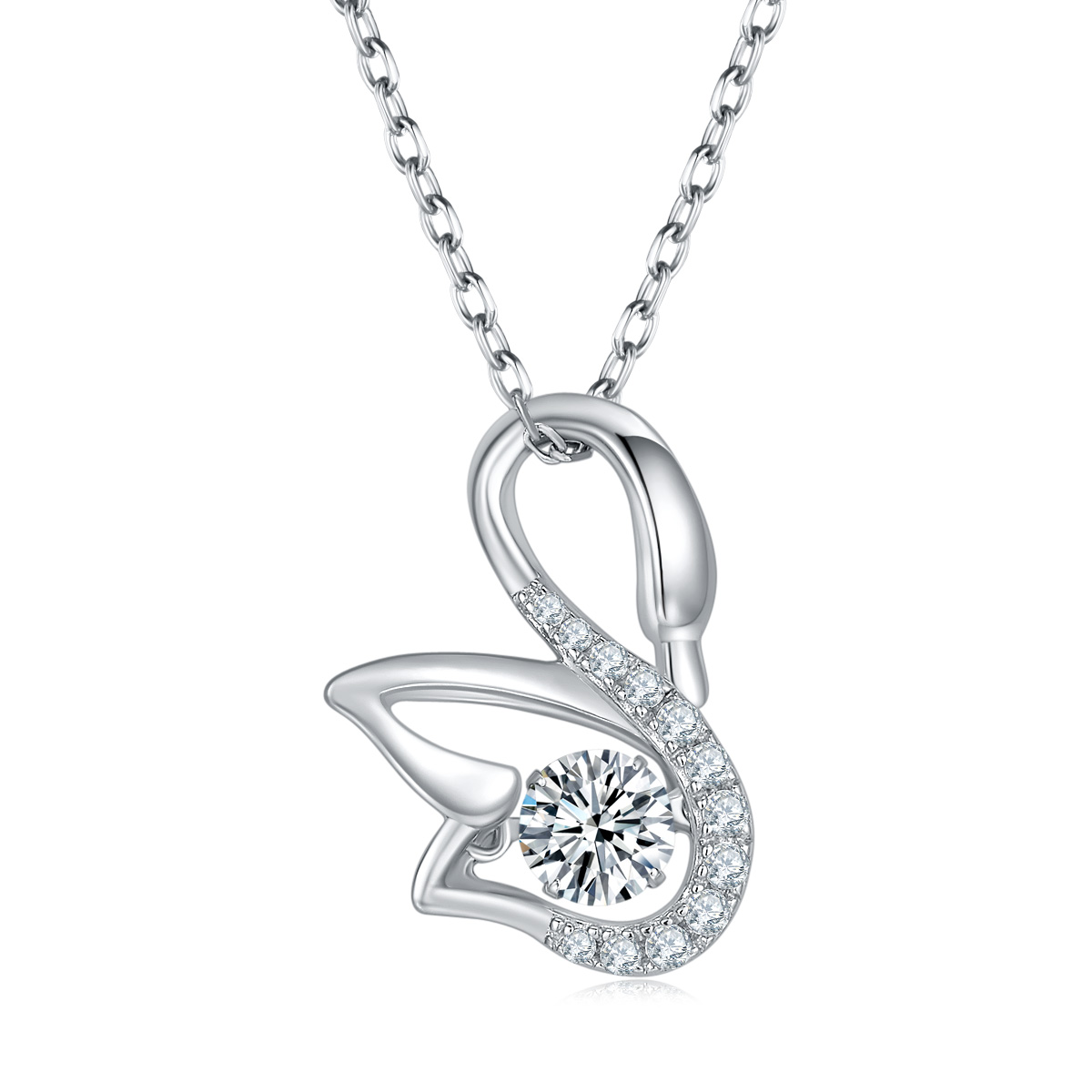 Moissanite 0.5 Ct Swan Design Necklace in Sterling Silver