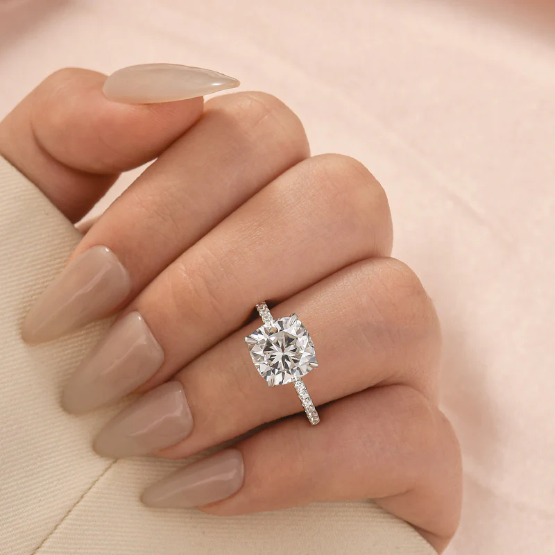 Luna Moissanite 3.5 Ct Cushion Cut Classic Engagement Ring in Sterling Silver