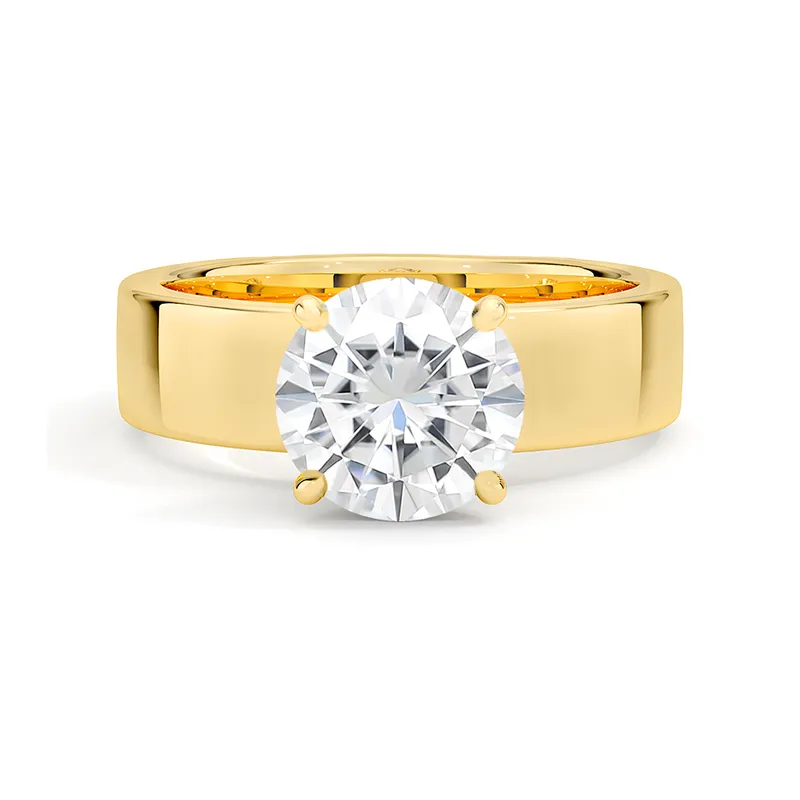 2Ct Moissanite Wide Solitaire Engagement Ring