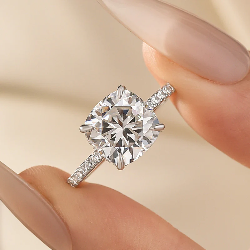 Luna Moissanite 3.5 Ct Cushion Cut Classic Engagement Ring in Sterling Silver