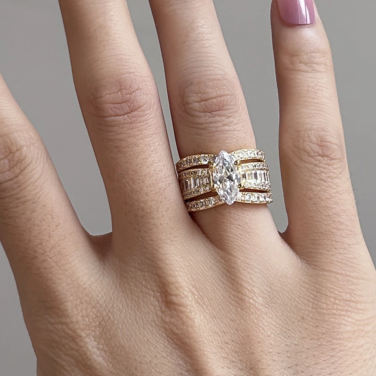 Highly Recommended | 3Ct Amazing Marquise Cut 3PCS Band Bridal Set