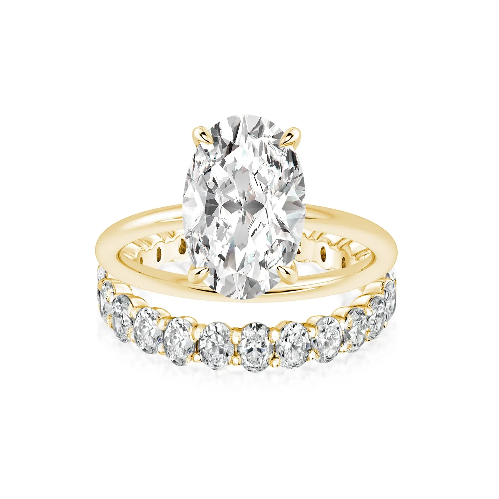 Luna Moissanite 4.0 Ct Oval Cut 2-Pc Wedding Ring Set In Sterling Silver