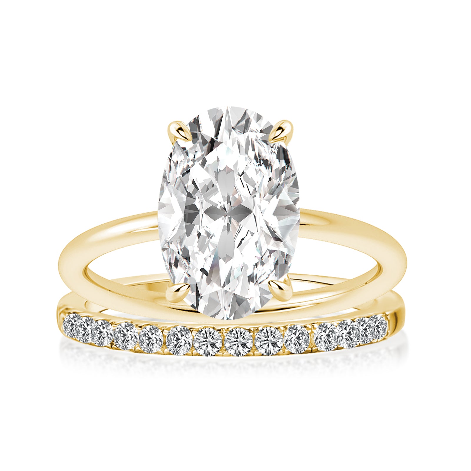 Luna Moissanite 2.0 Ct ～ 4.0 Ct Oval Cut 2-Pc Wedding Ring Set In Sterling Silver
