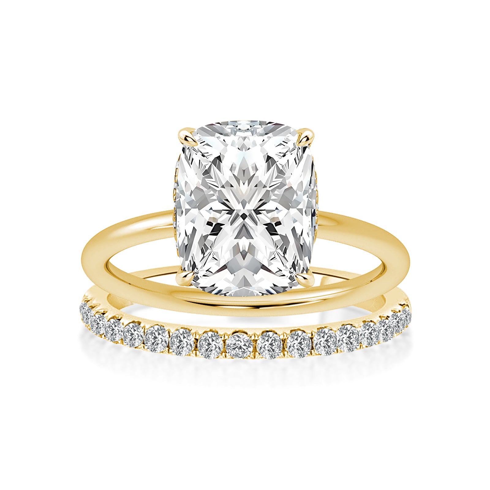 Luna Moissanite 4.0 Ct Cushion Cut Solitaire 2-Pc Wedding Ring Set In Sterling Silver