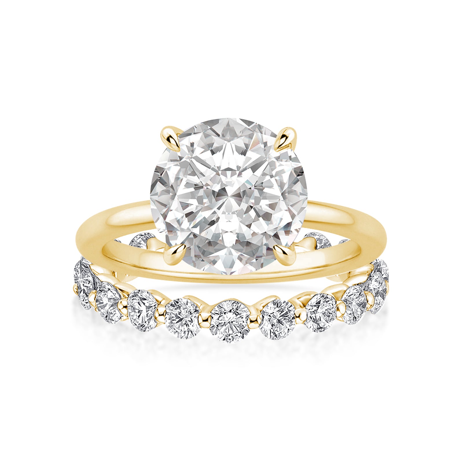 Luna Moissanite 2.0 Ct Round Cut 2-Pc Wedding Ring Set In Sterling Silver
