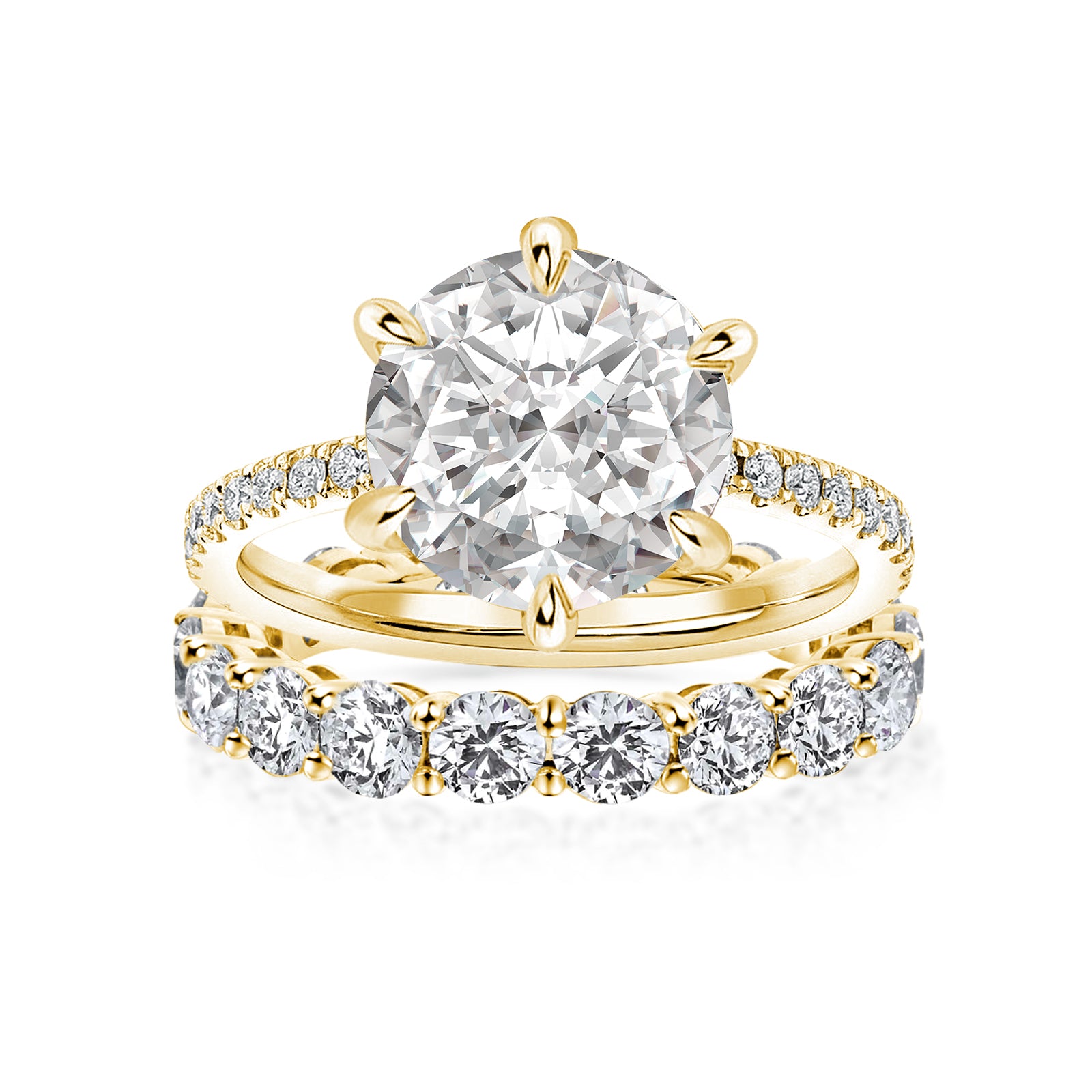 Luna Moissanite 2.0 Ct Round Cut 2-Pc Wedding Ring Set In Sterling Silver