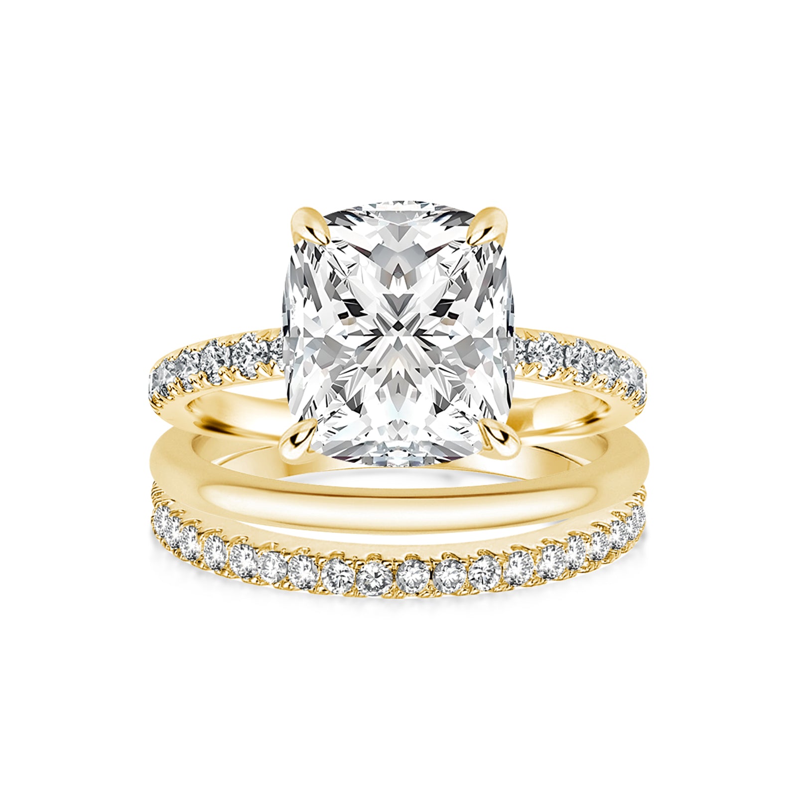 Luna Moissanite 3.5 Ct Cushion Cut 2-Pc Wedding Ring Set In Sterling Silver