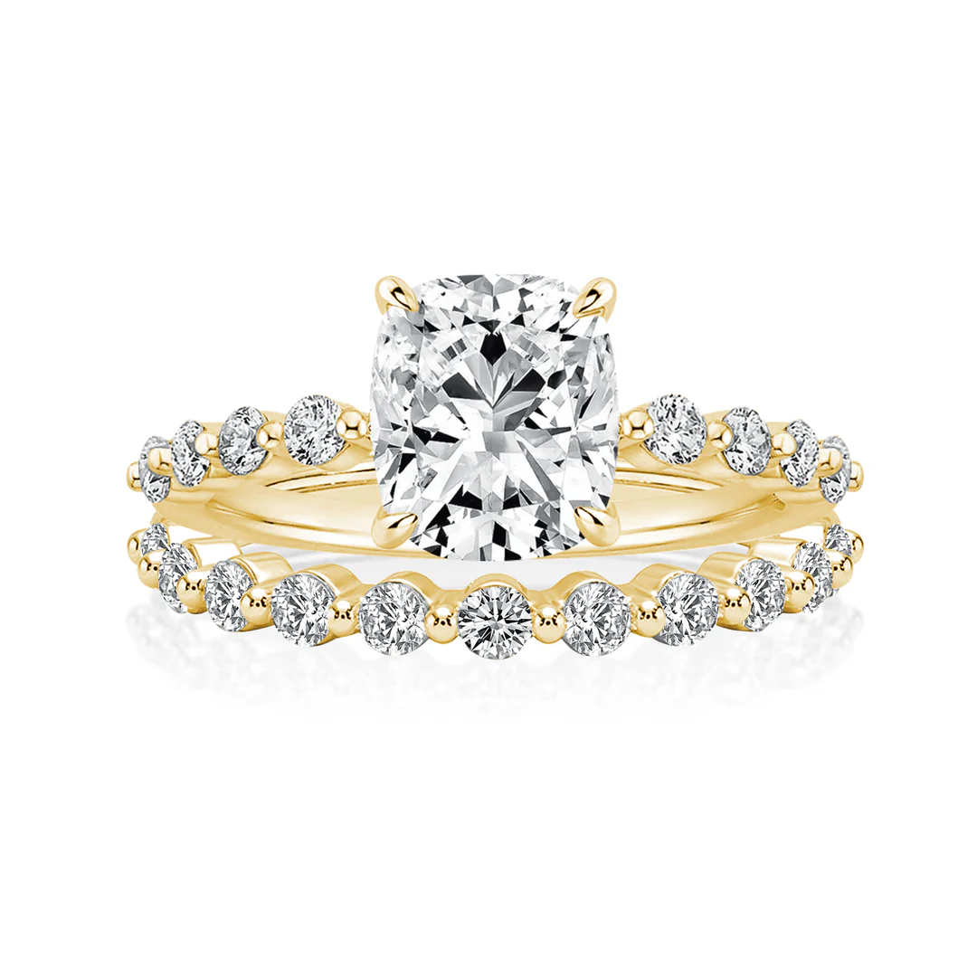 Luna Moissanite 2.0 Ct Cushion Cut 2-Pc Wedding Ring Set In Sterling Silver