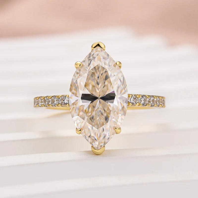 Luna Moissanite 1.0 Ct ～ 4.0 Ct Marquise Cut Classic Engagement Ring In Sterling Silver