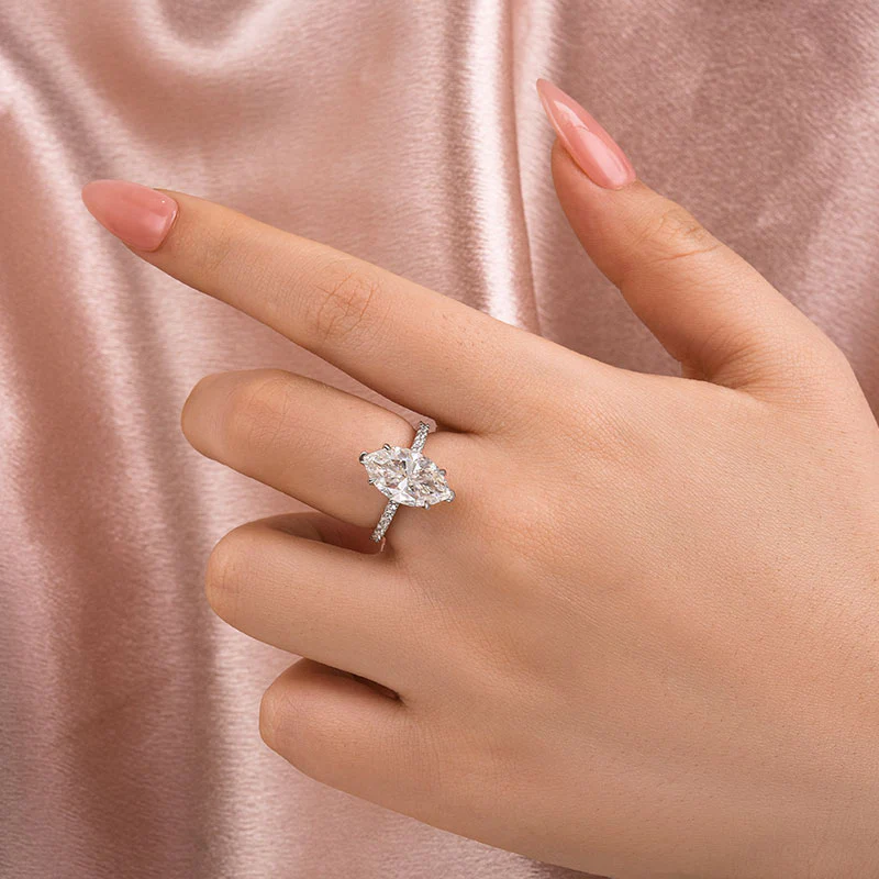 Luna Moissanite 1.0 Ct ～ 4.0 Ct Marquise Cut Classic Engagement Ring In Sterling Silver