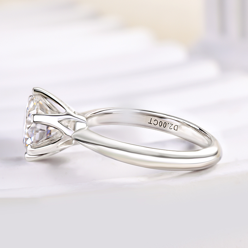 Luna Moissanite 0.5 Ct ～ 5.0 Ct Round Cut Classic Solitaire Six-Prong Engagement Ring In Sterling Silver