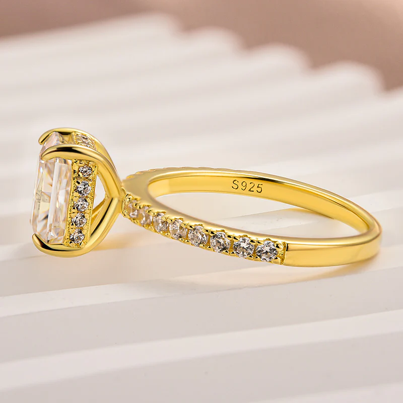 Luna Moissanite 2.0 ～ 4.0 Ct Radiant Cut Classic Engagement Ring In Sterling Silver