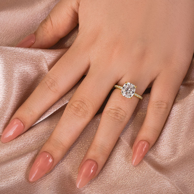 Luna Moissanite 3.5 Ct Cushion Cut Classic Engagement Ring in Sterling Silver