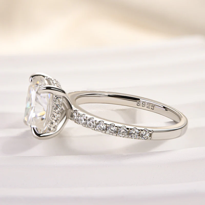 Luna Moissanite 3.5 Ct Cushion Cut Classic Engagement Ring in Sterling Silver