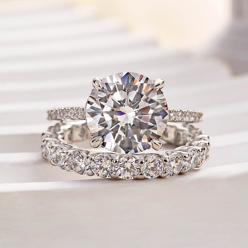 Noble Round Cut Wedding Ring Set-Sterling Silver-lornajewelry