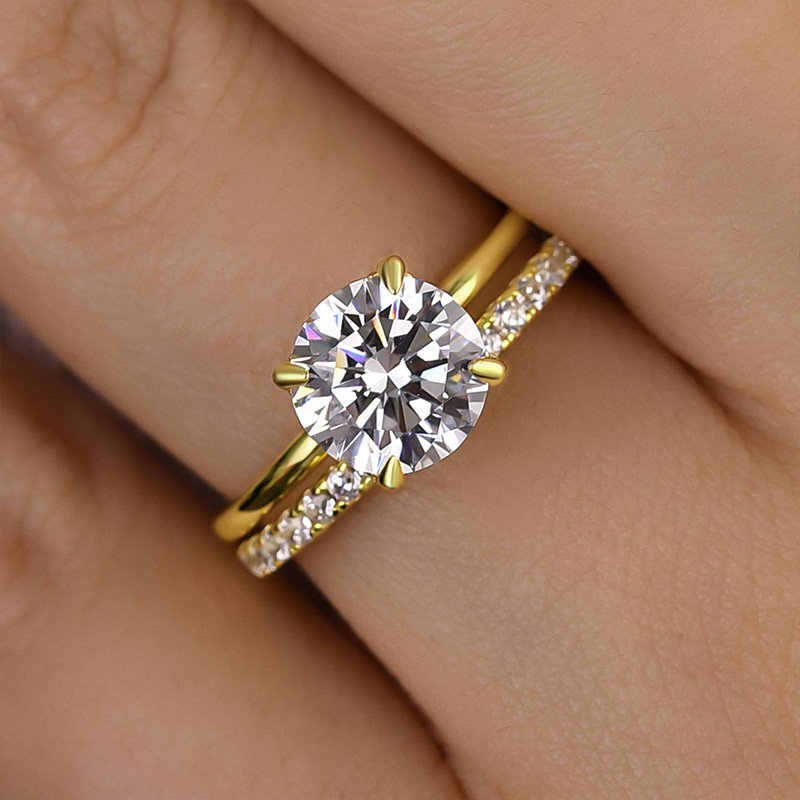 Classic Round Cut s Bridal Ring Set-Sterling Silver-lornajewelry