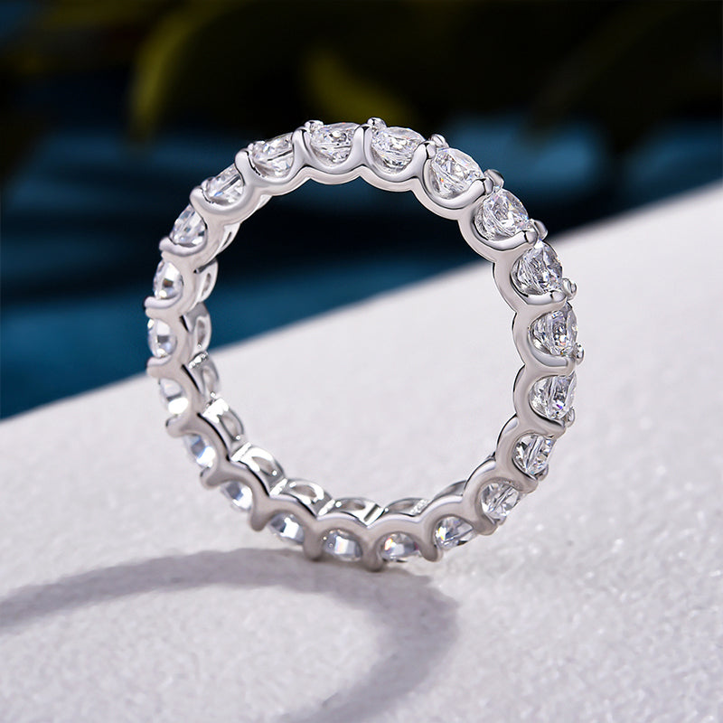Classic Round Cut Women's Wedding Band In Sterling Silver-Sterling Silver-lornajewelry