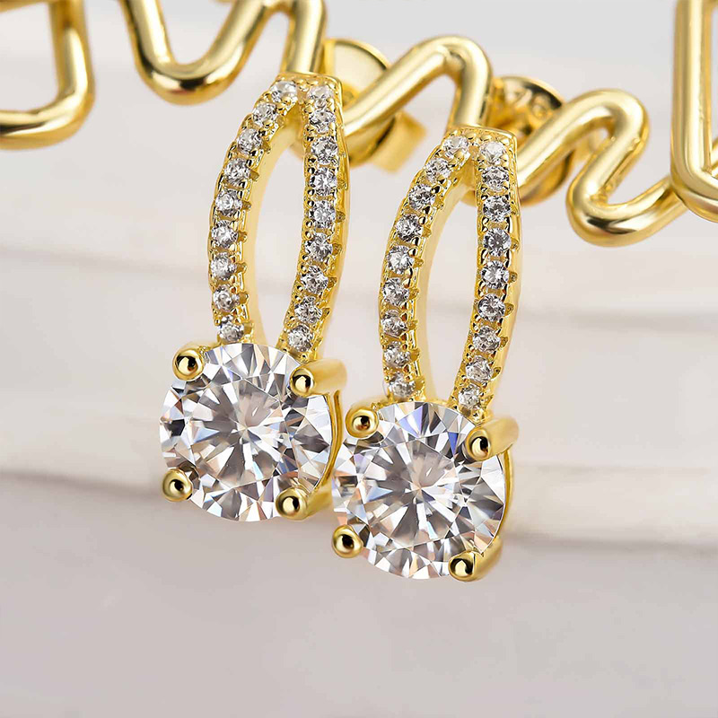 Moissanite Exclusive Round Cut Stud Earrings-Sterling Silver-lornajewelry
