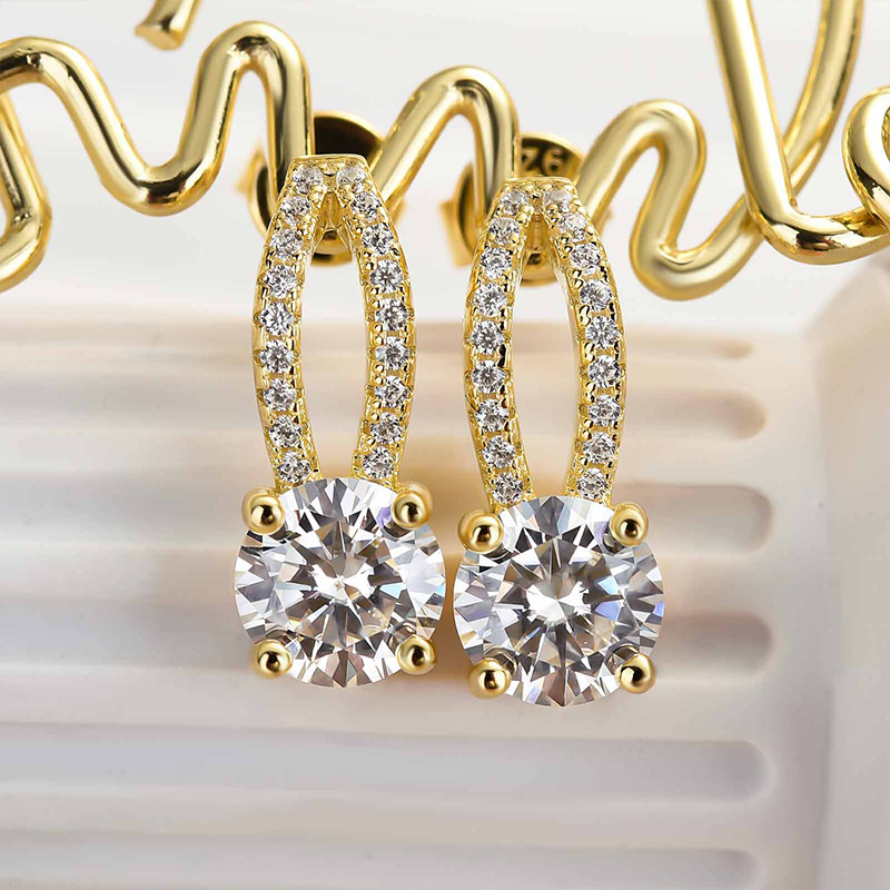 Moissanite Exclusive Round Cut Stud Earrings-Sterling Silver-lornajewelry