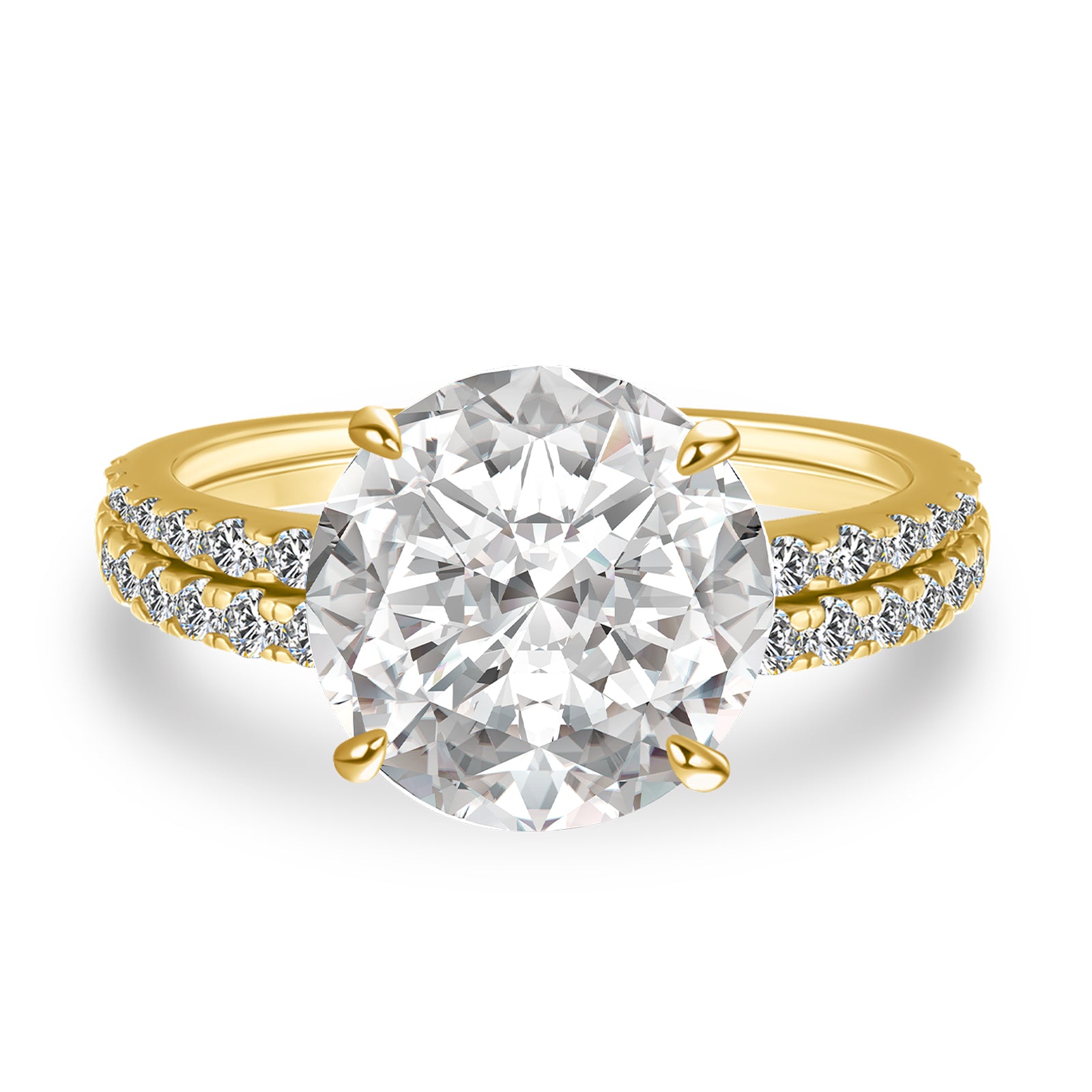 Luna Moissanite 4.0 Ct Round Cut Pave 2-Pc Wedding Ring Set In Sterling Silver
