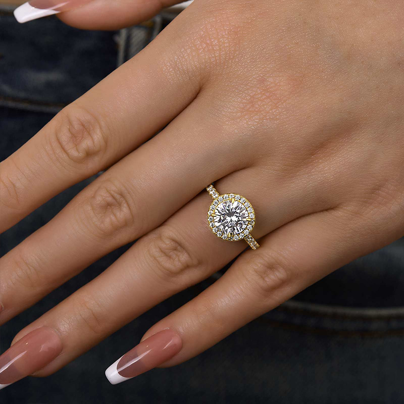 2Ct Classic Halo Round Cut Women's Engagement Ring In White Gold-Sterling Silver-lornajewelry